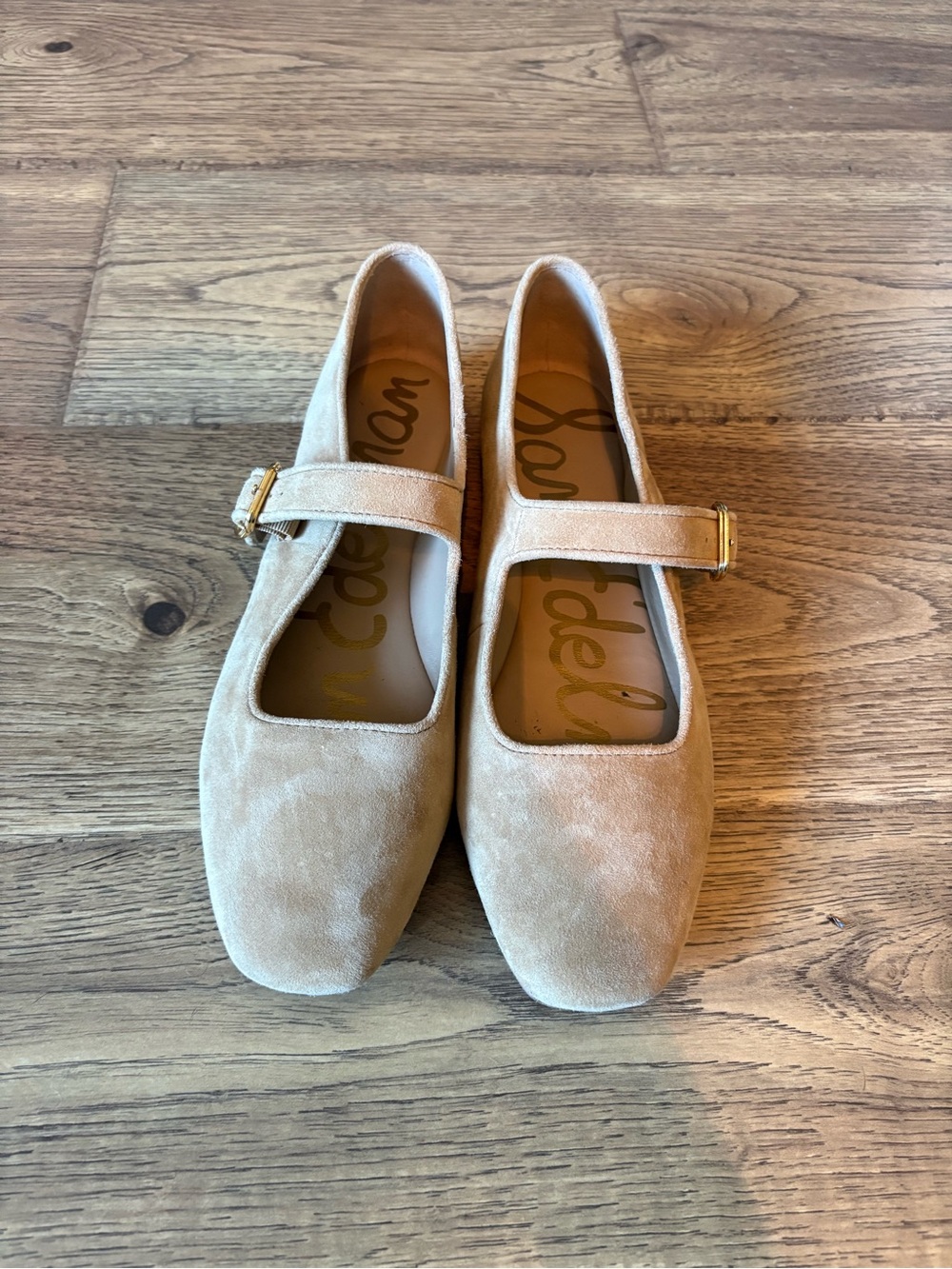 Sam Edelman Beige Suede Mary Jane Flats - Picture 2 of 5